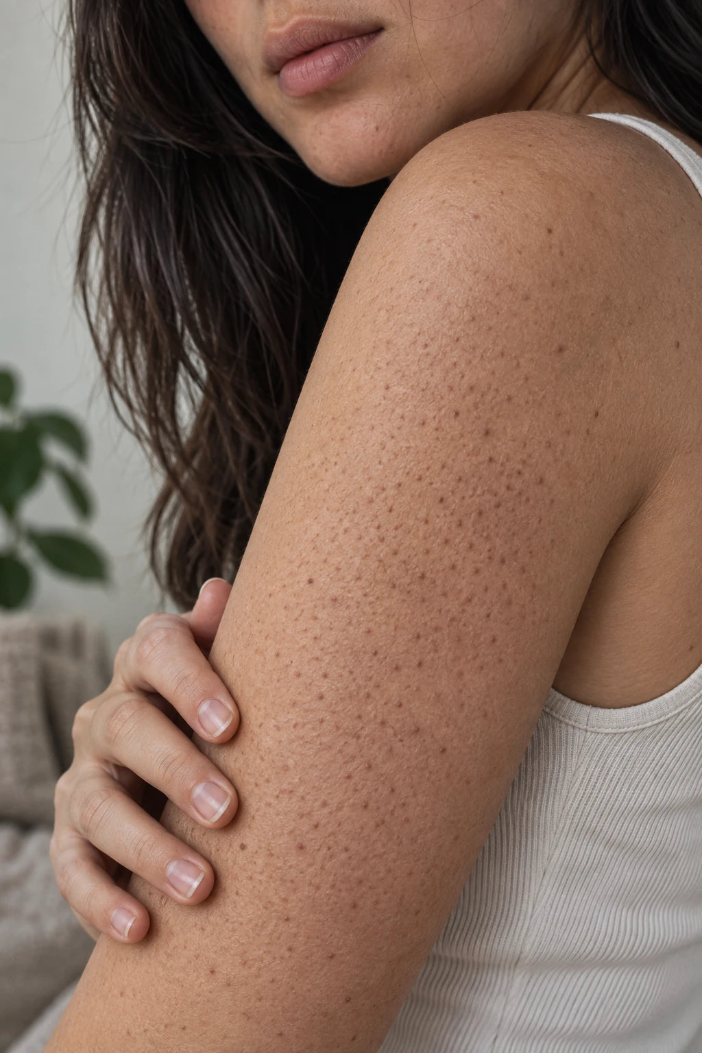 Brazo con textura de piel real, sin retocar